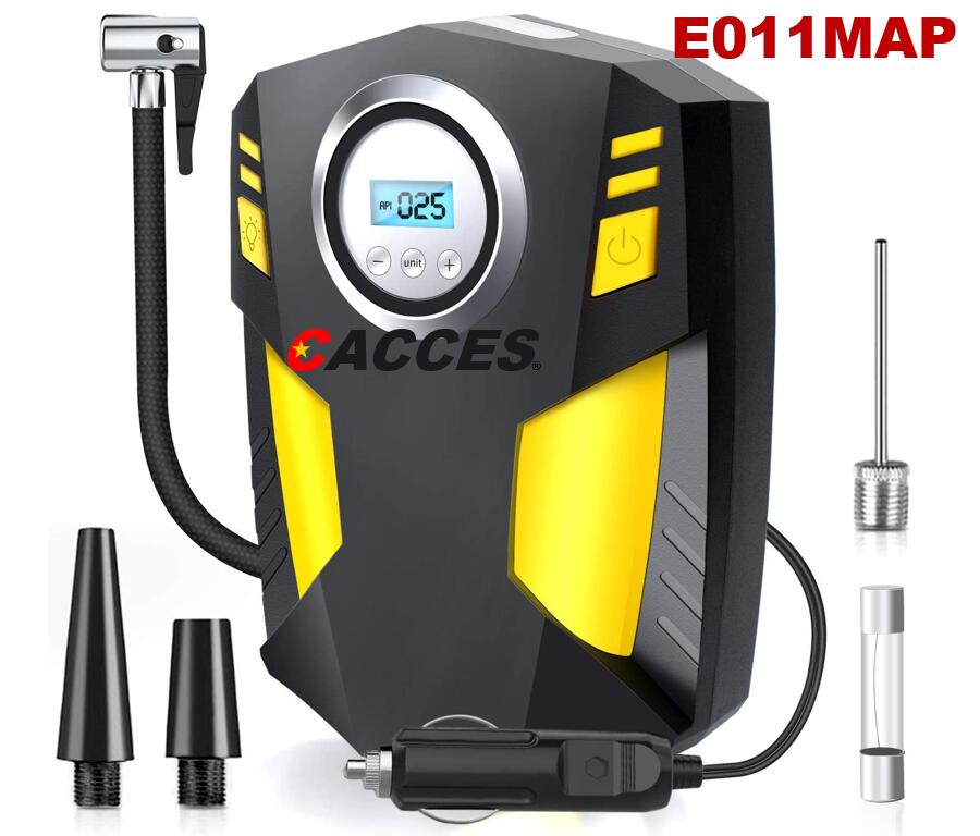 E011MAP AA Digital Tyre Inflator for Car Other Vehicle Inflatables Bike Show Psi Bar Kpa 0-150psi W/ All Valve Adaptor for Motorcycle, Ball Pump Competitive Best Seller